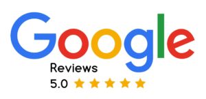 Google Reviews logo with five stars and a 5.0 rating, emphasizing the importance of positive reviews for cemetery businesses.